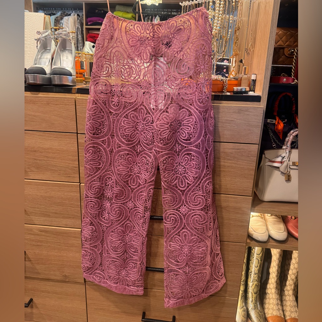 Patbo Pink Lace Wide Leg Pants
